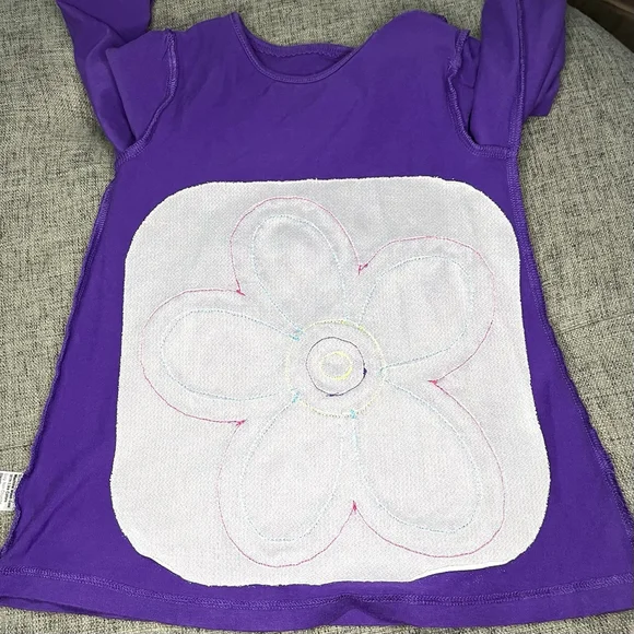 J Khaki Girls 5 Tunic Purple Flower long sleeve - Picture 3 of 6